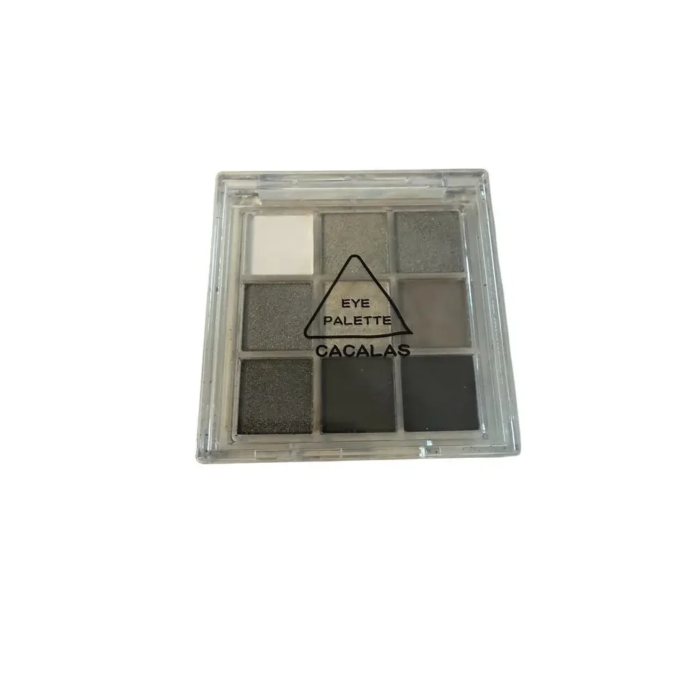 CACALAS Eye Palette 9 Color Eyeshadow Smokey Gray Black Matte Shimmer Makeup 8g